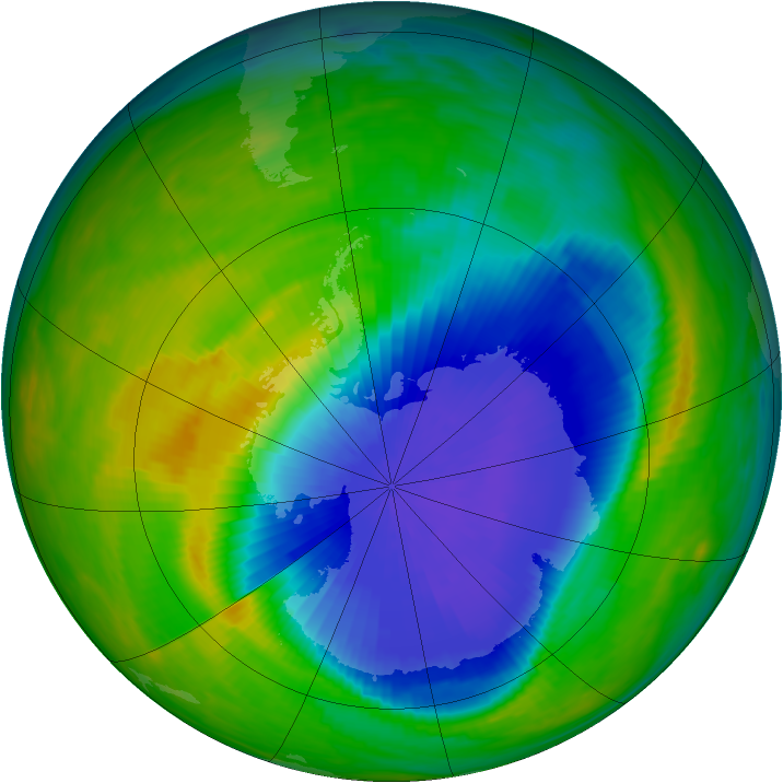 Antarctic ozone map for 15 October 1985